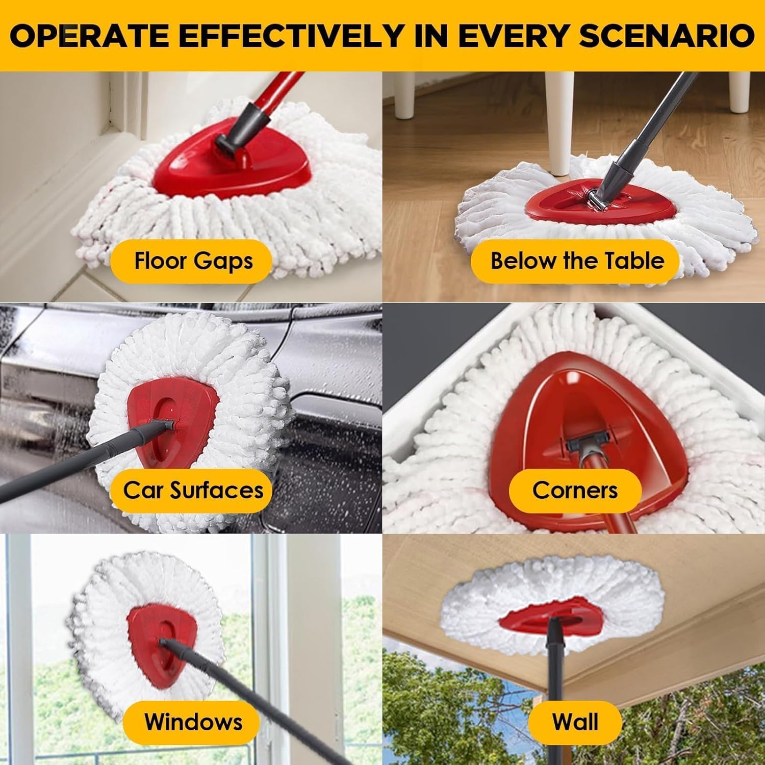 Mop Head Replacement for Ocedar Mop Heads Replacements, Spin Mop Refills with Premium Microfiber - Easy to Clean and Machine Washable, 6 Pack Replace Head