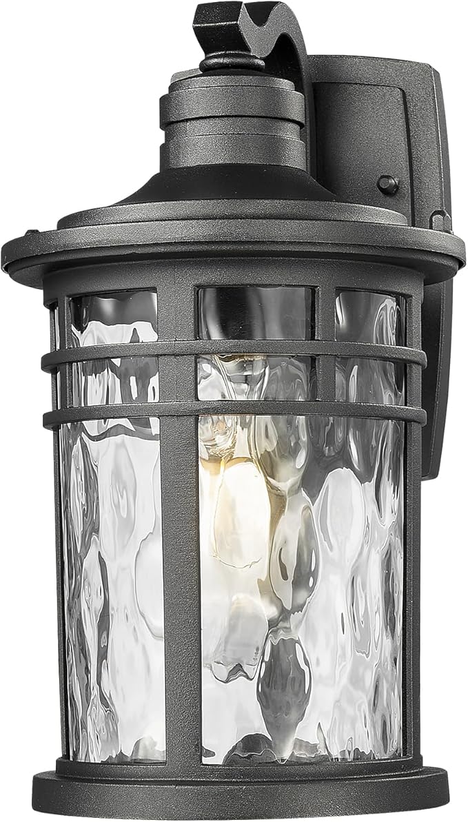Darkaway Outdoor Porch Lights Wall Mount, Outside Light Fixtures Sconces Wall Lighting with Water Ripple Glass Waterproof Exterior Lights for Patio Yard House Hallway Doorway Garage