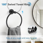 10 Pieces Matte Black Towel Bar Set Bathroom Hardware Accessories Set Upgraded Towel Hooks Towel Holder Set for Bathroom Stainless Steel Wall Mounted 23.6 Inch