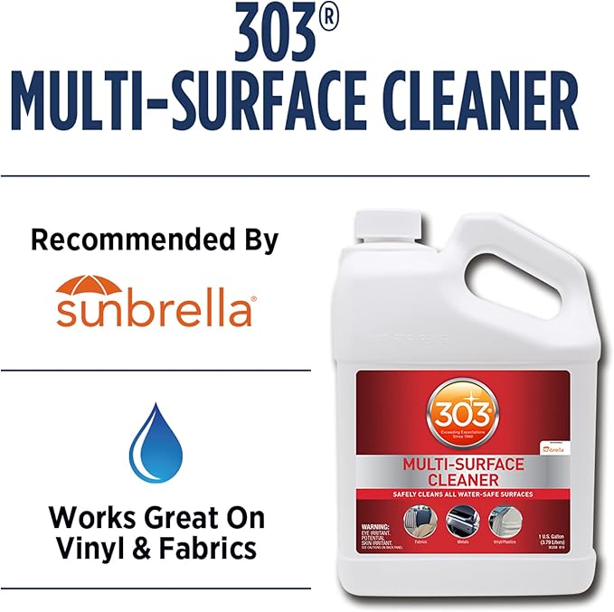 303 Products Multi-Surface Cleaner - Safely Cleans All Water Safe Surfaces, Including All Types of Fabric and Vinyl, Rinses Residue Free, Manufacturer Recommended, 1 Gallon (30570)