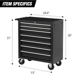 7-Drawer Rolling Tool Chest w/Drawers & Lock, Tool Storage Cabinet with Lockable Wheels, Top Cushion & Drawer Liners, Tool Organizer Box for Garage, Warehouse & Repair Sho
