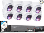 LongPlus 4K PoE Security Camera System, 12MP H.265+ 16CH NVR with 4TB HDD for 24-7 Recording, 8pcs Wired Home Security Camera System, Person Vehicle Pet Detection, CCTV for Businesses Home, LP8MEF8D1
