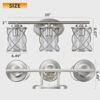 mavcadonf 3-Lights Bathroom Vanity Lights, Bathroom Light Fixtures Over Mirror, Brushed Nickel Vanity Light, Farmhouse Wall Lights with Clear Glass Shade, Bathroom Wall Lamp for Mirror Kitchen Bedroom