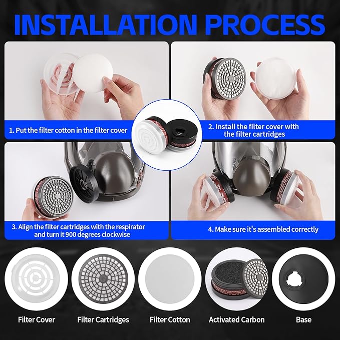 Full Face Gas Mask - Gas Masks Survival Nuclear and Chemical, Reusable Respirator Mask (6800+P-A-1)