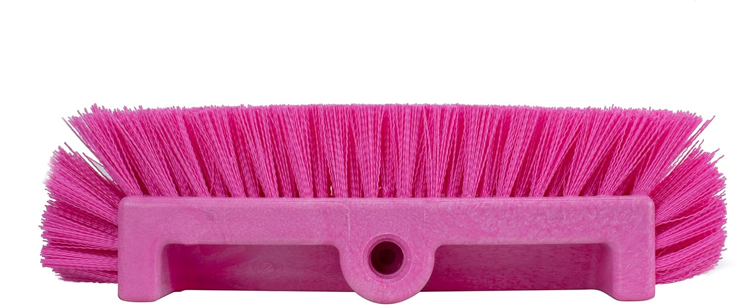 SPARTA 40422EC26 Floor Scrub Brush Head, Multi-Level, Dual Surface Plastic Block with Side Bristles, Crimped Polyester, Threaded Handle Hole, Ideal for Wide and Tight Spaces, BPA Free, 12 Inches, Pink
