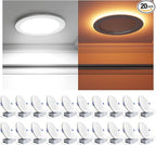 Ensenior 20 Pack 6 Inch LED Recessed Ceiling Light with Night Light, Dimmable, 2700K-5000K 5CCT, 1050LM 12W 120V, High Brightness Canless Wafer Downlight - FCC