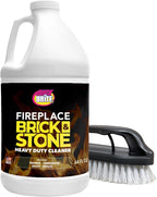 Quick N Brite Fireplace Gel Cleaner with Scrub Brush for Brick, Stone, Rock, Tile, and Marble, Nonabrasive Fireplace Cleaner, Made in the USA, 64oz
