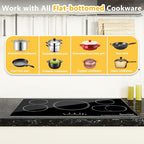 36 Inch Electric Cooktop, 5 Burner Electric Stove Top with 9 Power Levels, Touch Control, Timer, Child Lock and Residual Heat Warning, 9200W, 220-240V for Hard Wire