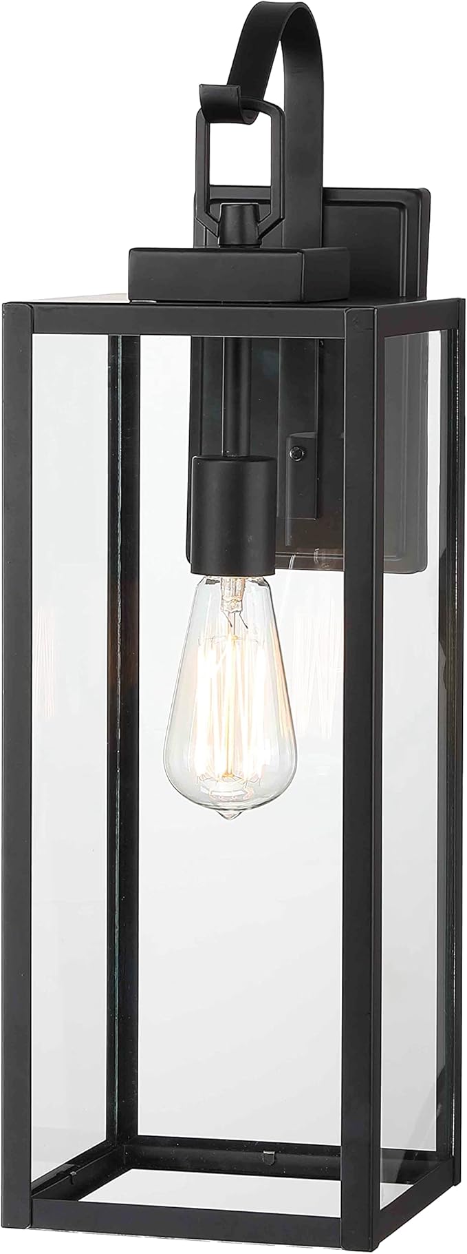 Pia Ricco Extra Large Size Outdoor Wall Lights, 22.5 Inch Matte Black Oversized Exterior Light Fixture with Clear Glass Shade, Front Porch Lighting, Modern Sconce Lantern for House, Garage, ETL Listed