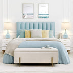 GyroVu Table Lamp Set of 2, 18.63” Ceramic Lamp Classic Beside Lamps Nightstand Lamp Modern Cute Lamp for Living Room, Bedroom & Office Rocker Swtich Sky Blue-LED Bulbs Included