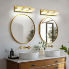 Modern LED Bathroom Lights Fixtures(3-Light),Metal Gold Acrylic Wall Lighting,Vanity Lights for Bathroom Over Mirror 6000k 16In