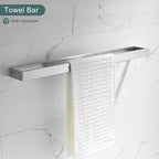 TNOMS Brushed Bathroom Hardware Accessories Set 4 Pieces Brushed Nickel Towel Bar Set, 23.6 Inch Towel Rack Set SUS304 Stainless Steel Bathroom Set,Wall Mounted