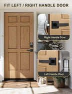 Square Black Door Handles Interior, No Lock Passage Door Lever for Left or Right Handing, Heavy Duty Matte Black Closet Door Handle Set, 1 Pack