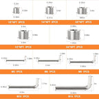 GASHER 25PCS Stainless Steel Internal Hex Thread Socket Pipe Plug Fitting 1/8" 1/4" 3/8" 1/2" 3/4" NPT Male