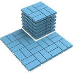 Goovilla Plastic Interlocking Deck Tiles, 9 Pack Outdoor Patio Flooring, 12"x12" Interlocking Decking Tile Outdoor All Weather Use, Waterproof Patio Paver for Pool Balcony Backyard Porch, Blue…