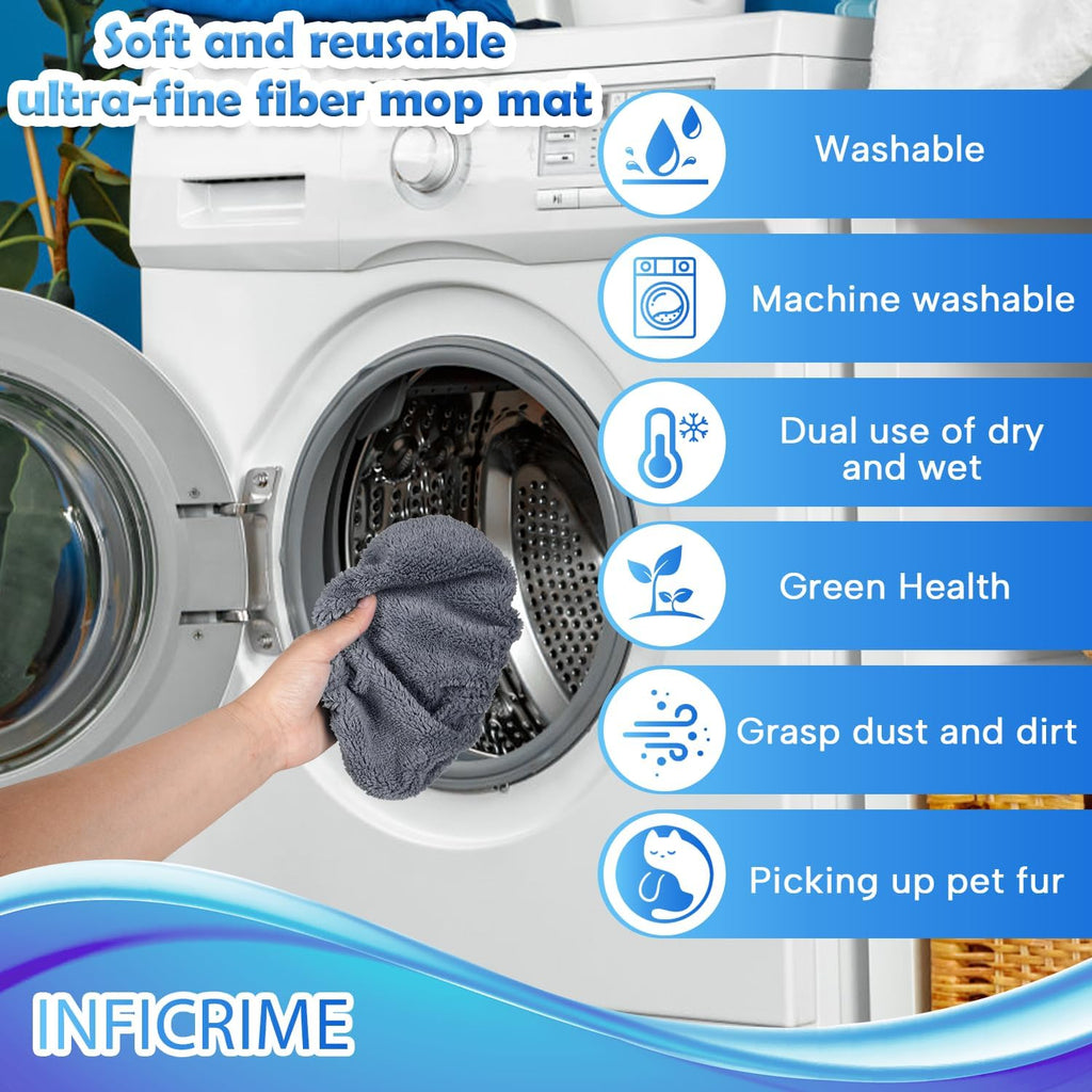 6 Pack Reusable Microfiber Mop Pads Compatible with Swiffer Sweeper Mop, Dry Sweeping Cloths & Wet Mopping Cloths, Washable Mop Pads for Surface/Hardwood Floor Cleaning (Mop is Not Included)