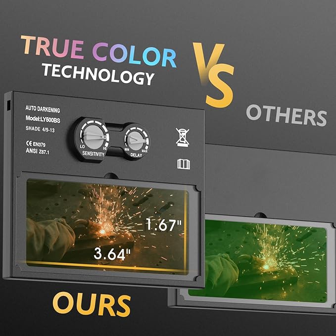 TOOLIOM Auto Darkening Welding Helmet True Color Solar Powered Welding Mask with Adjustable Shade 4/9-13 for TIG MIG Stick Flaming Skull Design