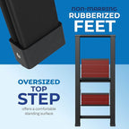 Step Ladder 2 Step Folding, Decorative - Beautiful Mahogany & Black Aluminum, Ultra Slim Profile, Anti Slip Steps, Sturdy-Portable for Home, Office, Kitchen, Photography Use,by SORFEY