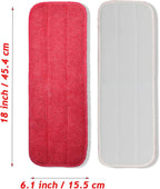 Microfiber Mop Pads, 18x 6 Inch Reusable and Washable Spray Mop Pads, Wet and Dry Household Mop Pad Replacement, Set of 12(Red)