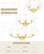 Emak 2-Light Bathroom Vanity Light, Brushed Gold Bathroom Light Fixtures Over Mirror with Flared White Fabric Shade, Modern Wall Sconce for Bath, Mirror, Hallway, VL132-BGD-WF-2