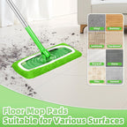 Reusable Dry Sweeping Cloths Microfiber Wet Pads Refill Compatible with Swiffer Sweeper Mop, Machine Washable Sweeping Mop Pads for Use on All Sealed Floors - Stone, Hardwood, Laminate & Tile (Green)