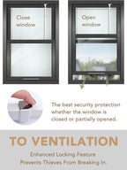 Greatim GT-DB005 Home Security Window Lock, Egress Window Lock, Childproof, Locking System, AntiLift Lock, Vertical Bar, for Single Hung Windows, Window Dowel, Adjustable (10.6~16.62 inch)