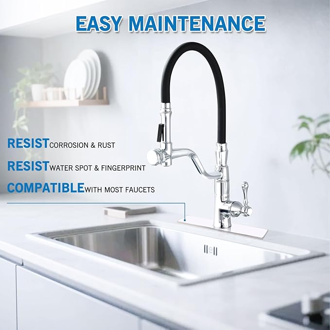 Sink Hole Cover, Faucet Deck Plate Escutcheon for 1 or 3 Hole Kitchen Sink Faucets Stainless Steel 10 Inch, Chrome