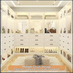 Unikito 50” Freestanding Closet System with 6 Drawers, 4FT Closet Organizer Wardrobe with Storage Shelves and Mirror, Sturdy Wood Walk-in Closet Systems for Bedroom, Max Load 1000 LBS, White