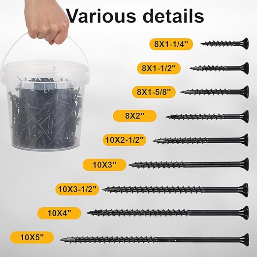 Wood Screws #10 x 3-1/2’’, T25 Star Torx Drive Flat Head Deck Screws, Black, 58Pcs (1lb)