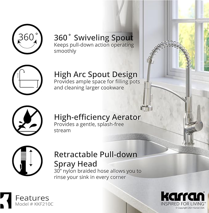 Karran Scottsdale Single-Handle Pull-Down Sprayer Kitchen Faucet in Chrome