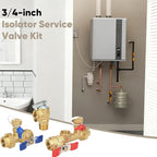 Upgrade 3/4 Inch IPS Isolator Tankless Water Heater Service Valve Kit, Isolation Valve with Pressure Relief Valve, Lead-Free Brass, Compatible with Rheem/Rinnai/EcoSmart/Navien/Noritz/Takagi/Bosch
