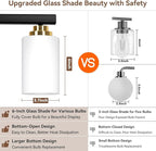 5-Light Bathroom Light Fixtures, 31" Modern Vanity Lights Over Mirror with Milky White Glass Shade, Black & Gold Light Fixture, Classic Wall Light Fixture for Mirror Living Room Cabinet Bedroom Porch