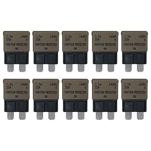 Auto Reset ATC/ATO 7.5 Amp Circuit Breaker Fuse for Automotive Marine RV Car Truck Audio Battery Protection Automatic Reset | Low Profile (7.5A, 10 Pack)