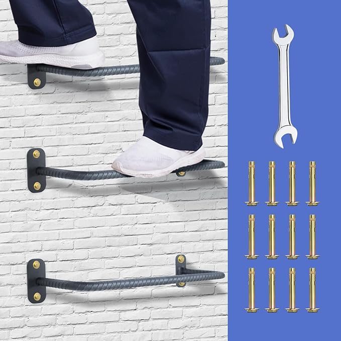 4-Rung Window Well Ladder, Heavy Duty Steel Ladder, Adjustable Basement Egress Ladder, Multi-Purpose Wall Muonted Ladder for Home Safety, Rv Ladder,700LBS