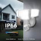 Onforu 90W 10000LM LED Motion Sensor Outdoor Lights, 4-Head Dusk to Dawn Outdoor Lighting, Hardwired Flood Lights, IP66 Waterproof 6500K Security Floodlight for Outside (White)