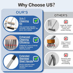 3-in-1 Deck Brush Kit Include Stainless Steel Wire Broom Brush with Long Handle, Floor Scrubber Brush & Crack Weeder Tool for Cleaning Outdoor Broom, Concrete, Garage, Patio, Swimming Pool