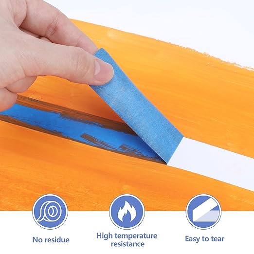 20 Rolls Blue Painters Tape 1 Inch Wide 0.94In x 1100 Total Yards Bulk Blue Masking Tape, Heat Resistant Washi Tape for Wall Painting DIY Projects, Sharp Lines