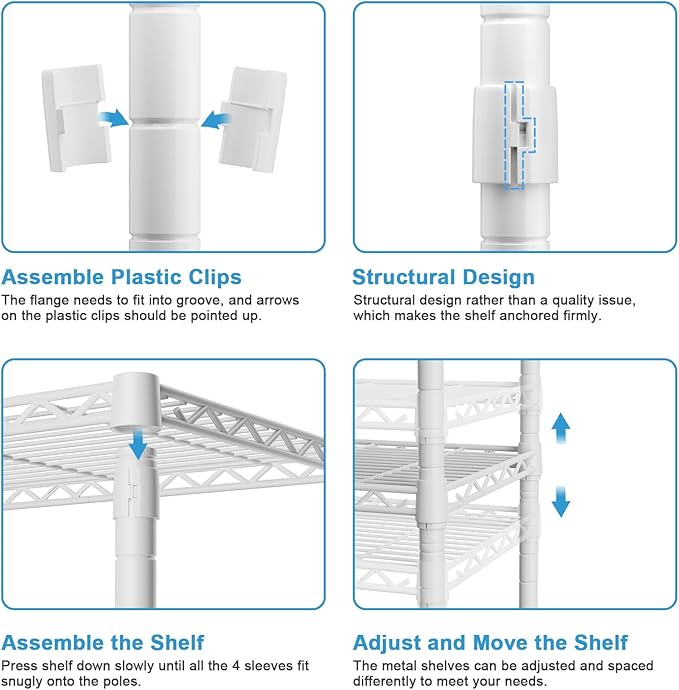 Ulif H4 Plus Garment Rack, 4-Tier Portable Clothes and Clothing Rack for Bedroom and Cloakroom, Closet Storage and Organizer Wardrobe System, 45" W x 14" D x 76.4" H, Load 522lbs, White