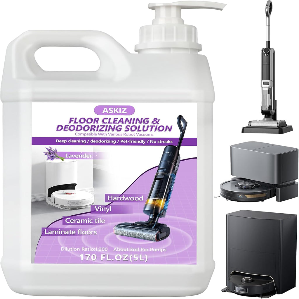 170 FL OZ Floor Cleaning Solution,Floor Cleaner for Mopping with Tineco,Deep Cleaning &Deodorizing for Roborock,Compatible with Saros Series,S8/S7 Series,Q Revo/Q Series,iFLOOR Series Wet Dry Vacuum