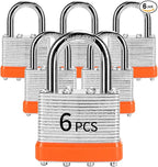 Padlocks with Same Key, LQYN 6 Pcs Laminated Keyed Padlock (1-9/16", 40mm), Keyed Alike Locks, Normal Shackle, for Storage Locker, Hasp Latch, Toolbox, Sheds