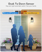 VIANIS Dusk to Dawn Exterior Wall Lights, Black Gold Modern Outdoor Wall Lighting Lantern, Waterproof Garage Lamp Sconce for House Patio, 100% Aluminum Front Porch Light Wall Mount Fixture, E26 Socket