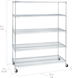 Seville Classics UltraDurable Heavy Duty NSF Solid Steel Wire Rack Storage Unit Wheels, 5-Tier Shelving, 60" W x 24" D