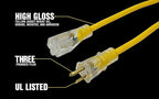 Southwire Yellow Jacket Heavy Duty Extension Cord - Reliable Outdoor Power for Tools & Equipment - Lighted End with Weather Resistant SJTW Jacket - 100 Foot (Pack of 2)
