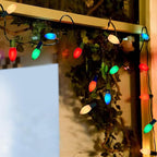 25 Pack C9 Multicolored Replacement Bulbs, 7 Watts Night Light Bulbs, C9 Colored Ceramic Incandescent Bulbs for Vintage Christmas Lights Outdoor Indoor Home Party Decorations, E17 Candelabra Base