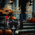 Halloween Skull Mailbox Cover Dancing Human Skeleton Mailbox Covers Magnetic Standard Size 21x18 Inch Moon Black Post Letter Box Wraps for Garden Outdoor Decorations