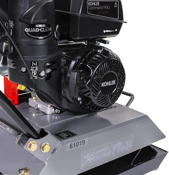XtremepowerUS Heavy Duty 210lbs 6HP Plate Compactor Rammer 20 x 17 inch Plate, Ground Compactor Paving Landscaping Sidewalk Patio Gas Engine Quad-Clean Filter W/Handle