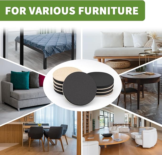 Furniture Sliders for Hardwood Floors 8 PCS - 4 3/4 inch Sliders for Moving Furniture – Felt Furniture Pads for Hardwood Floors