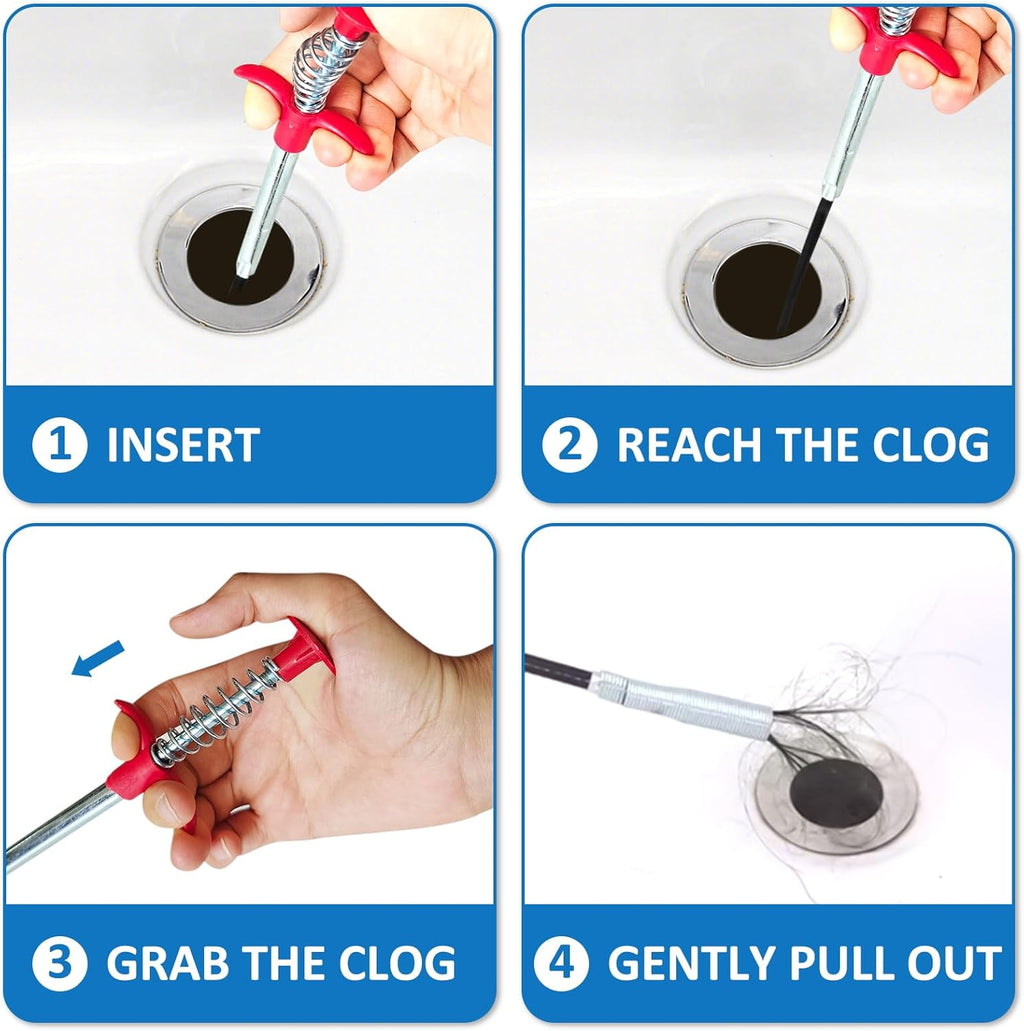 Drain Snake Hair Drain Clog Remover Tool, Sink Cleaner for Toilet Sewer Shower Kitchen Bathroom Tub Clogged Opener Cleaning Tool (35.5 Inch)