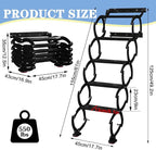 5 Steps Wall Mounted Attic Ladder, Indoor Attic Stairs Pull Down System, Metal Telescoping Step Ladders, Anti-slip Retractable Folding Stair, Loft Extension Steps Staircase for Garage (black, 5 Steps)