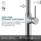 Brushed Nickel Kitchen Faucets, Brass 22 inch Commercial High Arc Single Handle Kitchen Faucets for Pull Down Sprayer Modern Spring with Deck Plate